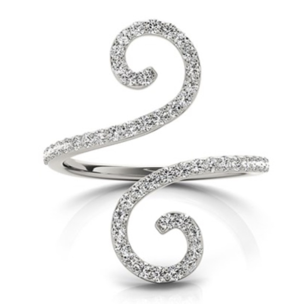 Open Swirling Pavé .5ct Diamond Ring 14k White Gold